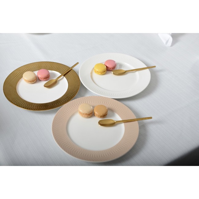 Terzo immagine del prodotto Set di 6 piatti dessert in porcellana beige Principessa by Aulica