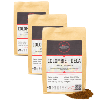 COLOMBIE DECA - Pack 3 × Mahlgrad French Press Beutel 250 g