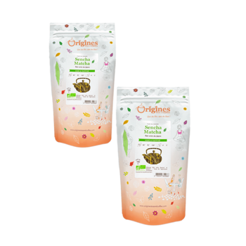 Origines Tea&Coffee The Vert Bio En Sachet Sencha Matcha Japon 100G - 100 G - Pack 2 × Pochette 100 g