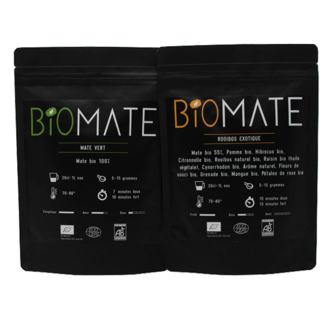 Biomaté Duo Decouvert Mate Vert Rooibos Exotique Box Decouverte Cadeau 100 G by Biomaté