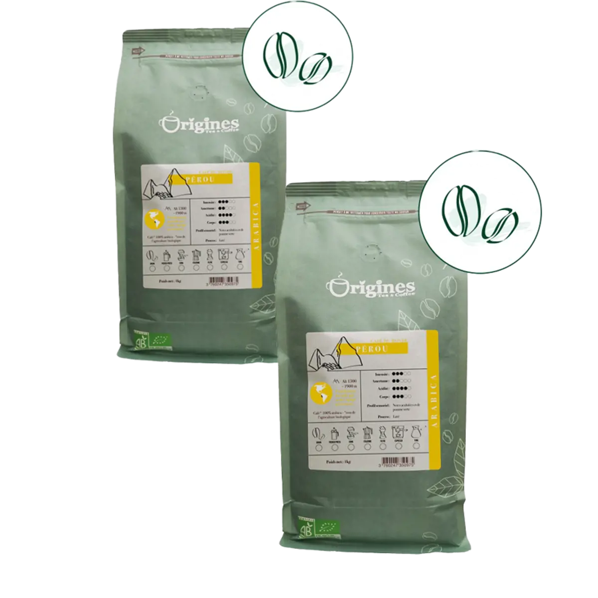 Origines Tea&Coffee Cafè En Grains - Pérou - 1Kg by Origines Tea&Coffee