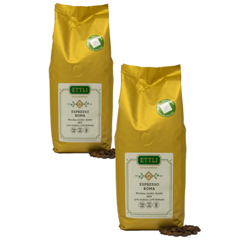 Caffè in grani - Espresso Roma - 1kg - Pack 2 × Chicchi Bustina 1 kg