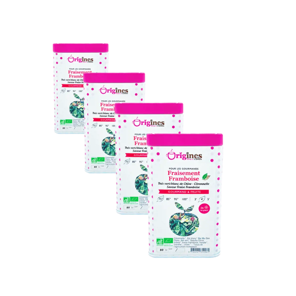 Tè Bianco Bio in Scatola di Metallo - Fraisement Framboise Chine - 80g by Origines Tea&Coffee