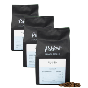 Café En Grain Pekkas Privatrösterei Colombie Excelso - 1 Kg - Pack 3 × Grains Pochette 1 kg