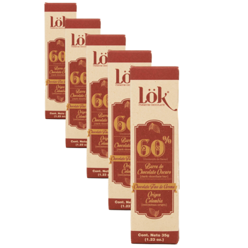 LÖK FOODSChocolat 60 Single Origin Boites 35 G - Pack 5 × Tablette 35 g