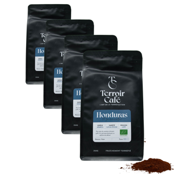Gemahlener Kaffee - Honduras Bio, Maracala 250g - Pack 4 × Mahlgrad Espresso Beutel 250 g