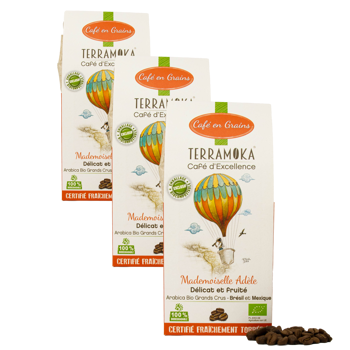 Terramoka Café En Grains - Mademoiselle Adele - 200G - Pack 3 × Grains Boîte en carton 200 g