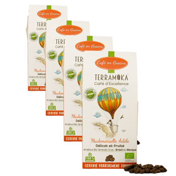 Caffè in grani - Signorina Adele - 200g - Pack 4 × Chicchi Scatola di cartone 200 g